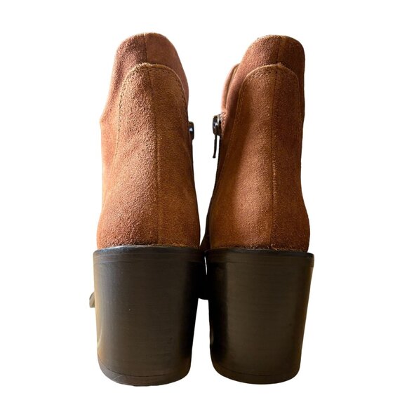Seychelles Pretty Little Bird Heeled Suede Bootie Women's Size 6 in Cognac NWOB! - Picture 7 of 9